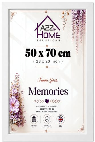 A2Z Home Solutions Desk Gallery Wall Mounting Poster 50x70cm (19 x 27 inch) Photo Pictures Frame Display Certificates Jigsaw Puzzle Shatterproof Front Landscape or Portrait Hanging - White (White)