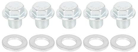 X AUTOHAUX 5 Pcs Ensembles Vis Bouchon Vidange Pour Carter D'Huile Métal | Taille Du Filetage: M10x1, Avec Joint, Pour Moteur Essence Et Diesel, Facile À Installer, Remplace Directement L'Ancien