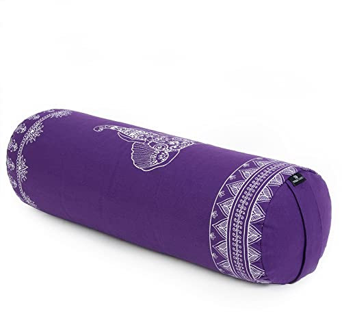 Yoga Studio Organic Buckwheat Designed Round Bolsters - Nature Collection (Purple Grape - Aztec Elephant)