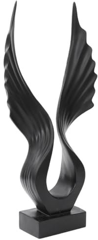 VOSAREA Engel Flügel Skulptur Schwarz Groß Deko Wohnzimmer Modern Abstrakt Harz Statue Für Schlafzimmer Büro