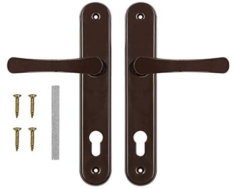 ADGO Ensemble de Poignées de Poignée de Porte pour Une Incrustation de Gâteau éponge de 60 mm, Poignée en Aluminium, Rosace en Acier Enduit de Poudre Galvanisé, Gauche et Droite, Marron