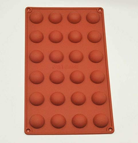 Selecto Bake 24 Cavidades Semicírculo Silicona Delicado Semiesfera Molde de Silicona Terracota Chocolate Postres Molde, para gelatina de chocolate, bombas de chocolate caliente, cacao