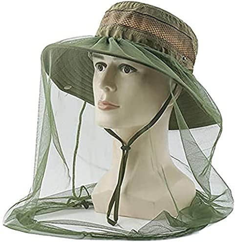 Sonnenhut Anglerhut Anglerhut Fliegenschutz Imkerhut Camouflage Moskitonetz Kopf Gesicht Mesh Kopf Abdeckung Anti-Mücken Bienen Anti-Insekten Camping Angeln Hut mit Netz Wandern Dschungel Exploration