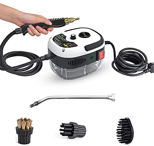 Toplionace Pulitore a Vapore ad Alta Pressione 220V Kithchen, Divano per Moquette Domestica Pulitore a Vapore per Auto Commerciale Portatile 2500W Potente Macchina per la Pulizia 3 Bar (A, Bianco)