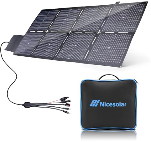 Nicesolar Panneau Solaire Portable 200 W kit de Pliable pour Stations d'Énergie, Chargeur Solaire Monocristallin USB PD 65 W pour Ordinateur Portable Téléphone Portable Tablette et Voyage de Camping