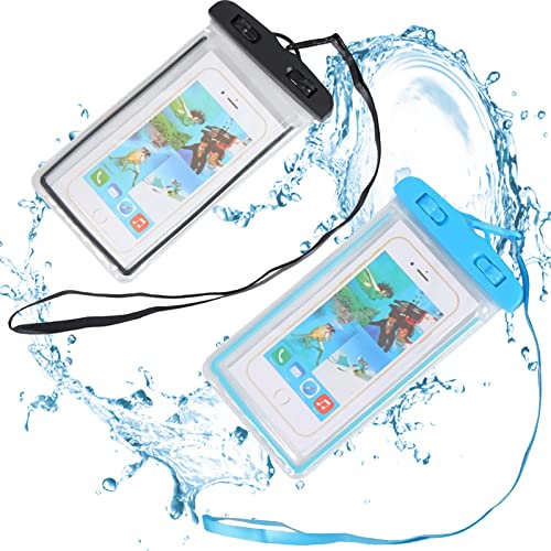 custodia impermeabile smartphone Da 2 Pezzi, Universale Ipx8 Per Accessori Da Spiaggia, busta Per Iphone 13, 12, 11 Pro/Xs/Xr/7/8, Huawei Sumsung (Blu + Nero)
