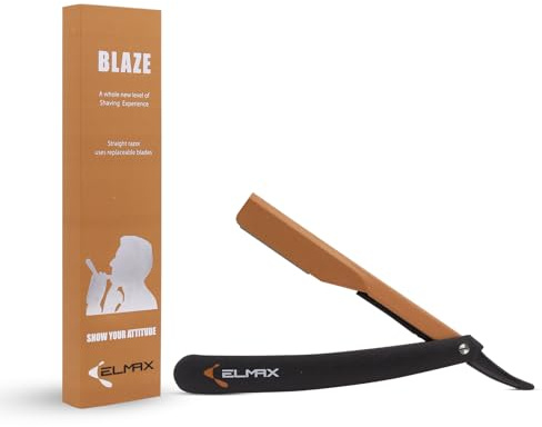 Elmax Blaze Cut Throat Razor for Men - Premium Quality Straight Edge Razor, Professional Barber Razor, Moustache & Beard Shaving Razor, (Blades Not Included)