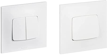 Legrand - Double interrupteur ou va-et-vient Neptune - 10A - Blanc & Interrupteur ou va-et-vient Neptune - 10A - Blanc