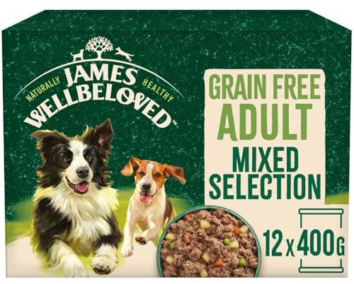 James Wellbeloved Adult Grain Free Turkey, Lamb and Chicken in Loaf 12 Cans, Hypoallergenic Wet Dog Food, Pack of 1 (12 x 400 g)