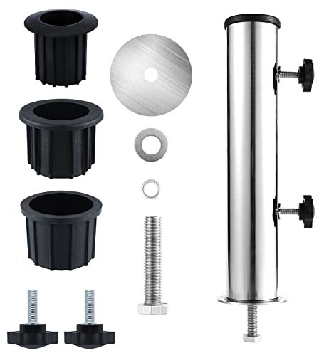 AIEX Umbrella Pole Mount Stand Tube Set?Outdoor Stainless Steel Parasol Base PVC Insert Pipe Sleeve?Adjustable Patio Table Umbrella Stand Parts Replacement Outside Garden Backyard Balcony (PMB03472)