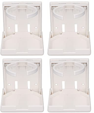4 soportes ajustables para bebidas ,ahorro de espacio ,colocación vertical ,resistente a los arañazos ,plástico ABS ,montaje en pared ,portavasos plegable para camiones ,coches ,barcos (blanco)