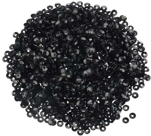 QUARKZMAN Lentejuelas Sueltas de 4mm, 3000 Piezas, Lentejuelas en Forma de Copa para Bordado y Manualidades, Color Negro