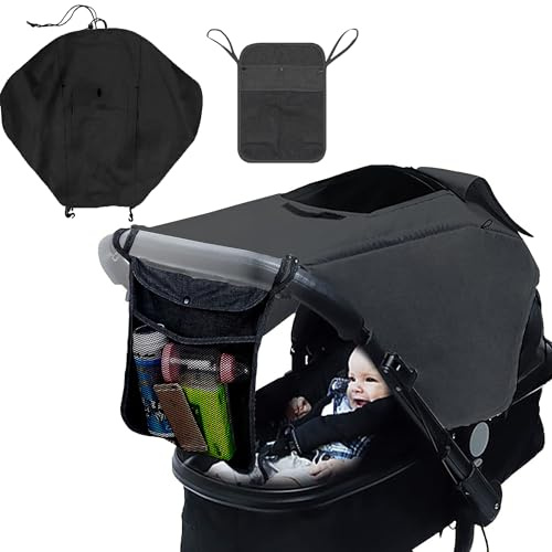 LIBRNTY Toldo cochecito bebe,Parasol para Cochecito,Parasol capazo bebe,Bolsas carro bebe,con Protección Solar UV 50+,Parasol Ajustable,para Cochecitos y Capazos Enrollable+1 bolsa bebe