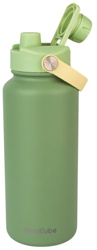 Blackube Edelstahl Trinkflasche - trinkflasche 1l-Thermosflasche Thermoskanne - BPA-Frei, Auslaufsicher, Große Trinkflasche aus Metall