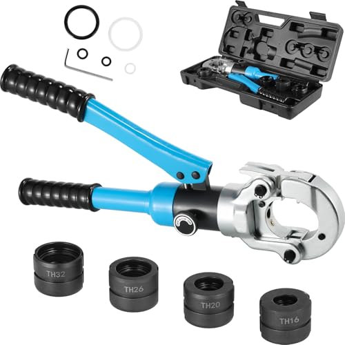 TLGREEN Pinza Crimpare TH per Tubo plastica e alluminio,16-20-26-32mm,360° Testa Rotante,8T,Crimpatrice Multistrato,Pinza per Serra Multistrato,Pinza a Pressione Idraulica