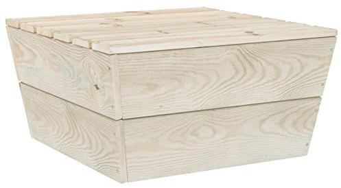 ShCuShan Gartentisch 60 x 60 x 30 cm aus imprägniertem Fichtenholz, rechteckiger Tisch, Gestell aus Metall, Tischplatte in Holzoptik, für den Garten