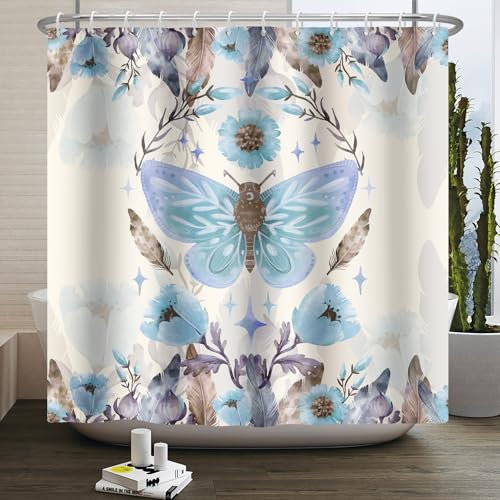 Duschvorhang Insektenbraune Federn Duschvorhang Stoff Polyester Badevorhang Shower Curtains Antischimmel Duschvorhang Wasserdicht mit 12 Duschvorhangringen Duschvorhang 200x200 Duschvorhänge