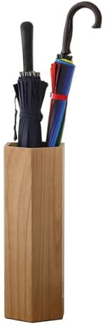 EXCLURA Regenschirmständer Retro-Regenschirm-Aufbewahrungsfass für Zuhause, Kleiner Schirmständer aus Holz mit Unregelmäßigem Design, mit Abnehmbarer Abtropfschale, Kompakt und Platzsparend(Natural)