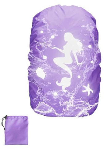 KGDUYC Housse Sac à Dos Imperméable,Protection Sac à Dos Pluie Réfléchissante avec élastique et Sac de Rangement,Protege Sac a Pluie pour Enfant garçon Vélo Nocturne Camping Voyage,30-40L,Violet