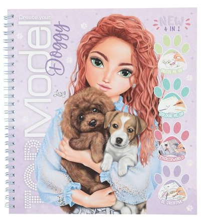 Depesche 13218 TOPModel Create Your Doggy - Livre de coloriage avec 40 Pages pour créer des Motifs de Chiens, y Compris 5 Feuilles d'autocollants