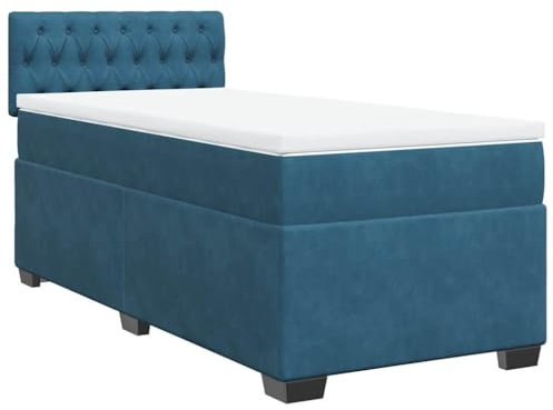 vidaXL Ramsäng med madrass blå 80x200 cm sammet, säng, plattformssäng, panelsäng, sovrumsmöbler, divansäng, enkelsäng, stoppad säng, sammetssäng