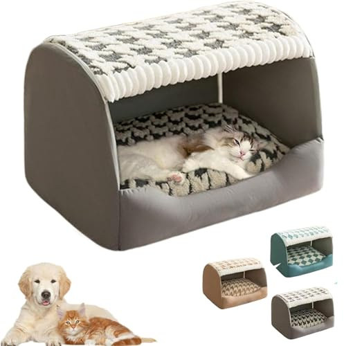 RIXANT Doggocomfy Gemütliche Hundehütte, Faltbare warme Hundehütte, gemütliche Höhle, tragbares Haus, geeignet for kleine, mittelgroße und große Hunde(Gray,L)