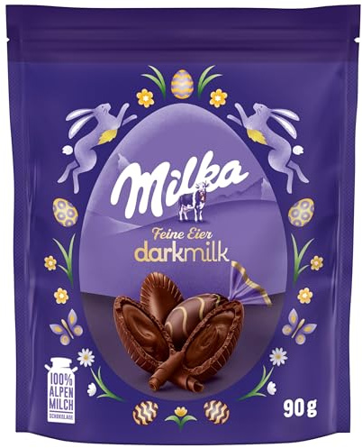 Milka Feine Eier Dark Milk, Ideal für Ostern, 90 g | Osterschokolade mit intensiver Schokolade, Einzeln verpackte Schoko-Eier
