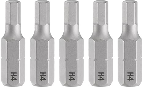 sourcing map 5pcs H4.0 Hex Screwdriver Bit 1/4 Hex Shank 25mm/1 Length Magnetic Hexagon Head S2 Steel Screw Driver Bit