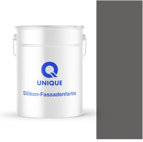 Q UNIQUE Fassadenfarbe Betongrau 10L – Silikonharz-Außenfarbe, Wetterfest, Selbstreinigend, Hohe Deckkraft, UV-Beständig, Für WDVS, Beton & Mineralische Untergründe