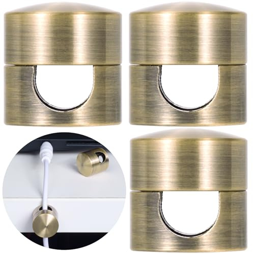 SmallCat Lot de 3 Supports de Chargeur pour Cordons, Couleur cuivre Antique, Supports d'ancrage de câble réglables, Clips adhésifs en métal, organiseurs de câbles pour Bureau, Table de Chevet