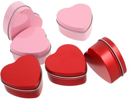 JUMPLAWN 6stücke Herzförmige Metalldosen Mit Deckel Rote Und Deko-boxen Für Süßigkeiten Hochzeiten Für Valentinstag Kerzen Und Kleine Aufbewahrung