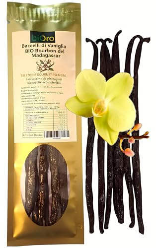 BIORO - 6 Baccelli di Vaniglia Bourbon del Madagascar - Selezione Gourmet Premium - Bacche polpose da 14/16cm - Ideale per Dolci, Gelati, Estratti e Ricette