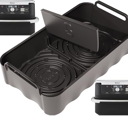 Ninja AF500UK 3-in-1 Silicone Liner with Removable Divider | 3mm Thick, Dual Convex Bases | Reusable Air Fryer Accessories | Ninja AF500UK Silicone Liner | by iStock Kitchen