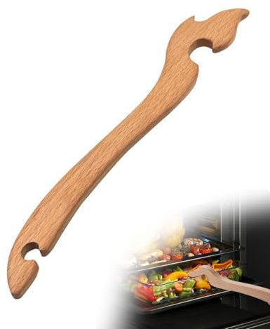 WUNZILO 1 pezzi Bambù Estrattore per Griglia da Forno,Estrattore per Griglia da Forno,Estrattore per Forno Spingitore per Forno Prevenire Ustioni,per forno,tostapane,friggitrice ad aria, 27 cm