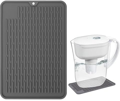 Palksky Tapis de séchage réutilisable pour purificateur d'eau Brita, tapis en silicone pour carafe filtrante Brita, accessoires en silicone pour Purificador De Agua 6 tasses, gris
