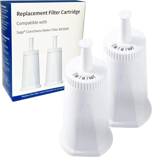 Lot de 2 filtres à eau de rechange pour machine à café expresso Breville Sage Oracle Touch, Barista, Claro Swiss, BES008, Bes920, BES878, BES880, BES980, BES990, pièce #BES008WHT0NUC1