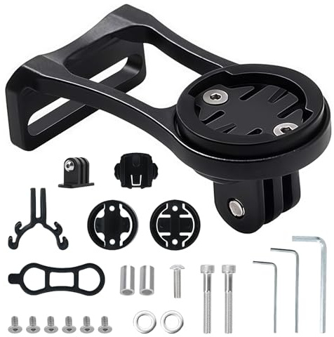 Support Velo pour Garmin avec Accessoires, Garmin Edge Extended Support, D'ordinateur de Vélo Guidon de Fixation, en Alliage Avant Combiné, pour Edge 25 130 200 500 510 540 800 810 820 1024 (Noir)
