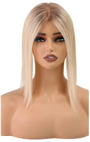 Echthaar-Topper, Haarteile, Mittelteil, Damen, Spitzenbasis, Clip-In, 11,4 x 12,7 cm, Topper, 30,5 cm Fügt Haarvolumen hinzu(Ombre blonde)