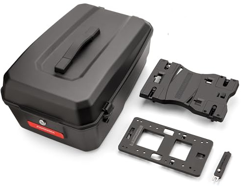 PINNAMAX Fahrrad-Topcase mit Adapterplatte – Schnellverschluss-Fahrradbox mit Griff – Abschließbarer, wasserdichter Fahrrad-Gepäckträger, große Kapazität (Grundlage+Koffer)