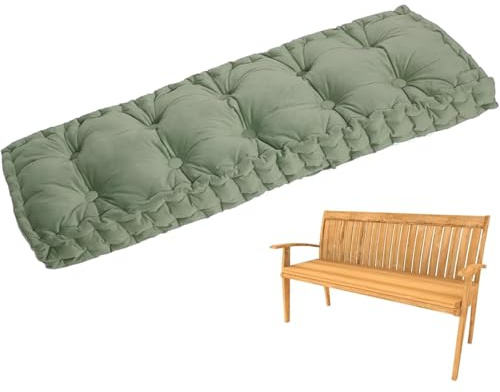 Generisch 10cm Bankauflage Outdoor Mit Griff, Weich Samt Stuhlkissen Bankauflage Sitzkissen Hollywoodschaukel Auflagen Fenstersitzmatte für Gartenmöbel Terrasse Indoor,Grass Green,180x50cm