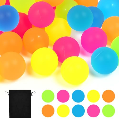 WEFHEF 50 Stück Flummies für Kinder mit 1 Tasche, Bunt Gummiball 24mm Leuchtflummi Mitgebsel Kindergeburtstag Softbälle Gross Hüpfbälle Springball für Werbegeschenke oder Event Party Souvenirs