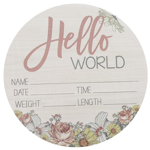 NOLITOY Holz Ankündigungsschild Willkommen Welt Geburtsanzeigeschild als Fotorequisite und Geburt Andenken für Neugeborene und Eltern Geschenk