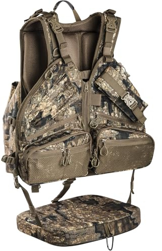 BLISSWILL Turkey Hunting Vest backpack with Seat,Adjustable Camo Vest with Game Pouch for Men Women,Upland Bird Hunting Gear Gift(Rock Bark)