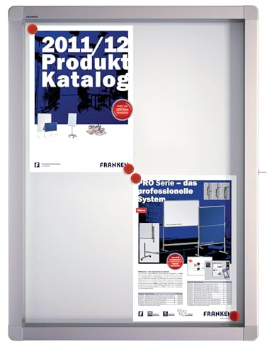 FRANKEN Schaukasten ECO für den Außenbereich, Klapptür, 4x A4, 53 x 70,4 x 4,5 cm, weiß, magnetisch, mit Aluminiumrahmen zur Wandmontage, SK4SE