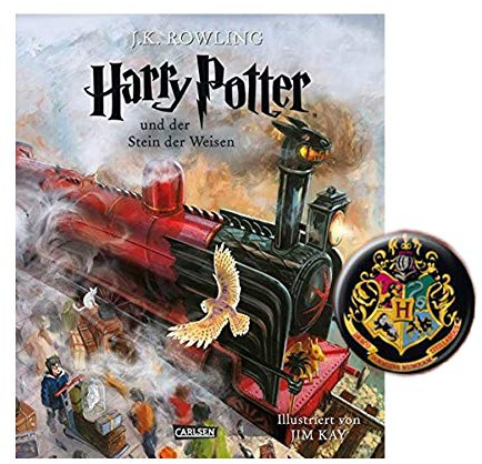 SCHMUCKAUSGABE: Harry Potter und der Stein der Weisen (vierfarbig illustrierte Schmuckausgabe) + 1. Original Harry Potter Button