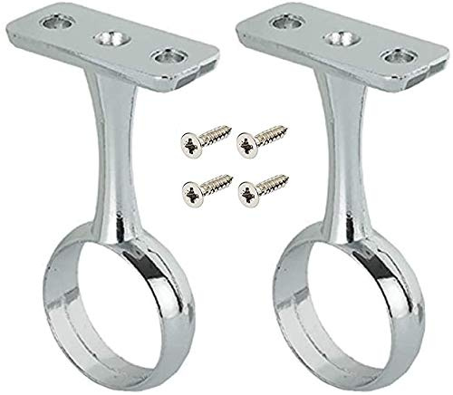 2 x Mittelträger für Kleiderstange 25 mm Chrom