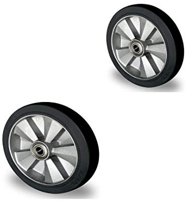 2 Stk. Gummi Rad 200 mm für Hubwagen mit Kugellager Bohrung 20 (200-20-43)