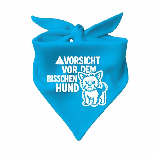 Hunde Dreiecks Halstuch Vorsicht vor dem bisschen Hund (Atollblau) (Gr. 1)