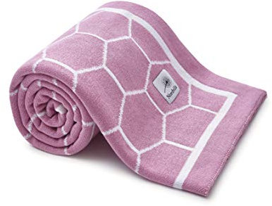 Nordville Zweiseitige Decke für Babys & Kinder Ganzjahr 80x105 cm | 100% Atmungsaktive Antiallergische Bio Baumwolle Honigwaben Muster Komfort & Wärme | Rosa