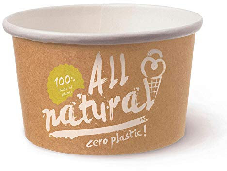 1-PACK BIO Eisbecher Pappe FSC 230 ml ALL NATURAL ohne Kunststoffbeschichtung, 1260 Stück
